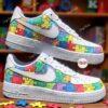 Hand-Painted Autism Awareness Air Force 1: Rainbow Puzzle Sneakers - Image 5