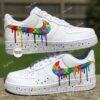Hand-Painted Autism Awareness Air Force 1 For Kids: Rainbow Puzzle Swoosh - Image 5