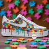 Hand-Painted Rainbow Puzzle Sneakers: Autism Awareness Gift - Image 8