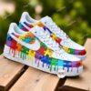 Hand-Painted Rainbow Puzzle Sneakers: Autism Awareness Gift
