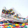 Hand-Painted Autism Awareness Air Force 1 For Kids: Rainbow Drip Sneakers - Image 5