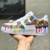 Hand-Painted Autism Awareness Air Force 1 For Kids: Rainbow Drip Sneakers - Image 2