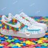 Hand-Painted Rainbow Puzzle Drip Air Force 1 Sneakers: Autism Awareness Gift - Image 3