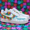 Hand-Painted Rainbow Puzzle Drip Air Force 1 Sneakers: Autism Awareness Gift - Image 5