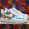 Hand-Painted Rainbow Puzzle Drip Air Force 1 Sneakers: Autism Awareness Gift - Image 7