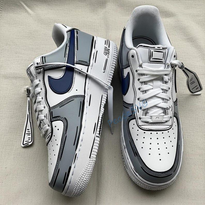 Hand-Painted Comic Style Air Force 1 Sneakers: Custom Pop Art Shoes