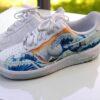 Custom Waves Air Force 1 Sneakers: Hand-Painted, Personalized AF1 Shoes - Image 3