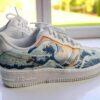 Custom Waves Air Force 1 Sneakers: Hand-Painted, Personalized AF1 Shoes - Image 4