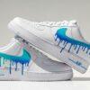 Blue Gradient Drip Air Force 1: Hand-Painted Custom AF1 Sneakers - Image 2