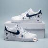 Hand-Painted Navy Drip Sneakers: Custom Blue Splatter Air Style Low Tops - Image 3