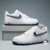Hand-Painted Navy Drip Sneakers: Custom Blue Splatter Air Style Low Tops - Image 4