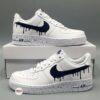 Hand-Painted Navy Drip Sneakers: Custom Blue Splatter Air Style Low Tops - Image 5