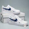 Hand-Painted Navy Drip Sneakers: Custom Blue Splatter Air Style Low Tops