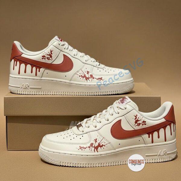 Alternative view of Hand-Painted Terracotta Drip Air Force 1: Custom Burnt Orange Sneakers