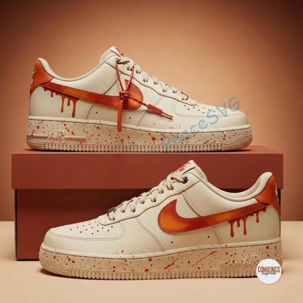 Alternative view of Hand-Painted Orange Drip AF1: Custom Air Force 1 Low Tops
