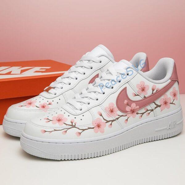 Alternative view of Hand-Painted Cherry Blossom Sneakers: Custom Floral Low Top Shoes