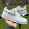 Hand-Painted Autism Awareness Puzzle Air Force 1 Sneakers - Image 2