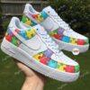 Custom Autism Awareness Puzzle Air Force 1: Hand-Painted Rainbow AF1 - Image 3