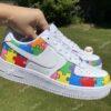 Custom Autism Awareness Puzzle Air Force 1: Hand-Painted Rainbow AF1