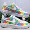 Hand-Painted Autism Awareness Air Force 1: Rainbow Puzzle Sneakers - Image 3