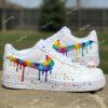 Hand-Painted Autism Awareness Air Force 1 For Kids: Rainbow Puzzle Swoosh