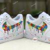 Hand-Painted Autism Awareness Air Force 1 For Kids: Rainbow Puzzle Swoosh - Image 8