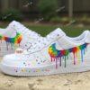 Hand-Painted Autism Awareness Air Force 1 For Kids: Rainbow Puzzle Swoosh - Image 2