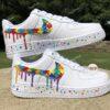 Hand-Painted Autism Awareness Air Force 1 For Kids: Rainbow Puzzle Swoosh - Image 7