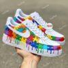 Hand-Painted Rainbow Puzzle Sneakers: Autism Awareness Gift - Image 2