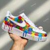 Hand-Painted Rainbow Puzzle Sneakers: Autism Awareness Gift - Image 3