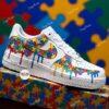 Hand-Painted Autism Awareness Air Force 1 For Kids: Rainbow Drip Sneakers - Image 7