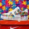 Hand-Painted Autism Awareness Air Force 1 For Kids: Rainbow Drip Sneakers - Image 11