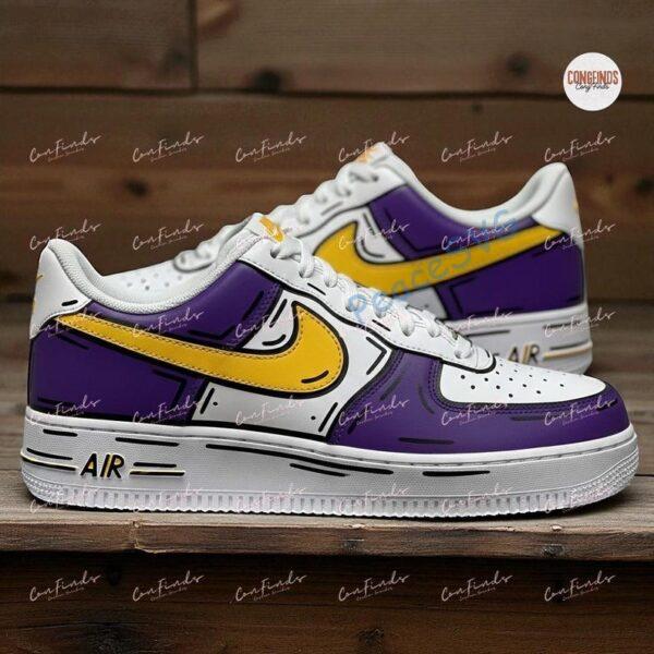 Hand-Painted Purple Yellow Air Force 1: Custom Comic Cartoon Shoes