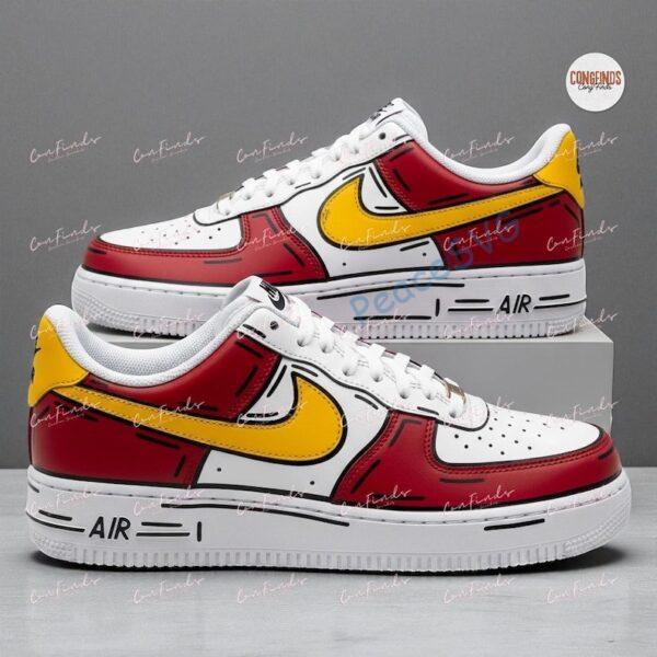 Alternative view of Hand-Painted Red & Yellow Air Force 1 Sneakers: Custom Birthday Gift