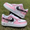 Custom Pink Drip Air Force 1 Sneakers: Hand-Painted Cartoon Design