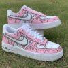 Custom Pink Drip Air Force 1 Sneakers: Hand-Painted Cartoon Design - Image 2