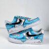 Custom Air Force 1: Hand-Painted Blue Cartoon Drip Sneakers