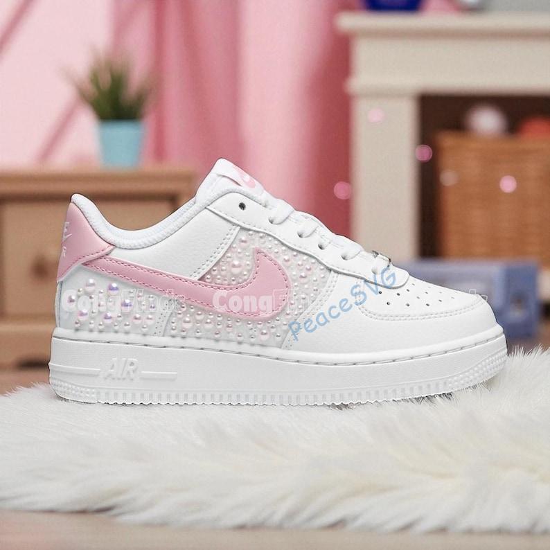 Custom Pearl Air Force 1 Sneakers: Hand-Embellished Toddler Shoes