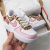 Hand-Painted Leopard Print Air Force 1 Sneakers, Pink AF1 - Image 4