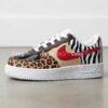 Custom Leopard & Zebra Air Force 1s: Hand-Painted Animal Print Sneakers - Image 2