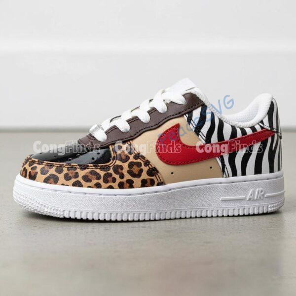 Alternative view of Custom Leopard & Zebra Air Force 1s: Hand-Painted Animal Print Sneakers