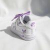 Hand-Painted Purple Butterfly Air Force 1s, Custom Toddler Sneakers - Image 5