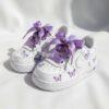 Hand-Painted Purple Butterfly Air Force 1s, Custom Toddler Sneakers