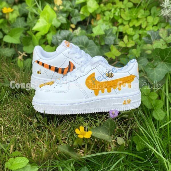 Alternative view of Custom Hand-Painted Disney Air Force 1s, Tigger & Honey Bee Sneakers, Personalized Gift