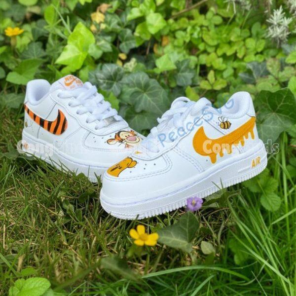 Custom Hand-Painted Disney Air Force 1s, Tigger & Honey Bee Sneakers, Personalized Gift