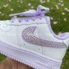 Custom Rhinestone Purple Air Force 1s: Hand-Embellished Bling AF1 Sneakers
