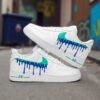 Custom Blue Green Drip Air Force 1s: Hand-Painted Sneakers - Image 2