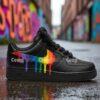 Hand-Painted Rainbow Drip Black Air Force 1, Custom Drip AF1 Sneakers - Image 3
