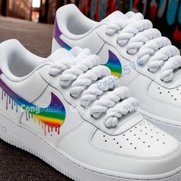 Alternative view of Custom Rainbow Drip Air Force 1, Hand-Painted AF1 Sneakers