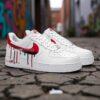 Red & Black Drip Air Force 1s, Hand-Painted Custom Sneakers - Image 4